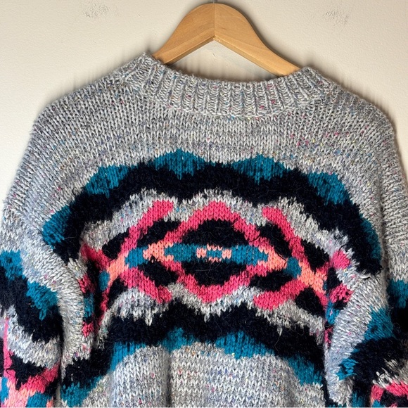 Free People I Heart You Wool Sweater Fuzzy Cropped Multicolored OB710276 Size M - Picture 9 of 11